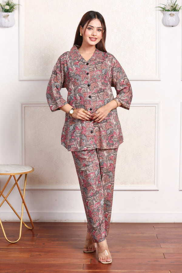 Paisley Printed Rayon Cotton Co-Ord Set - Multi