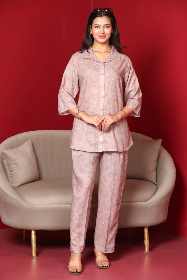 Collard Rayon Cotton Co-Ord Set - Camel