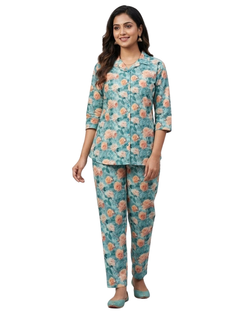 Sea Green Cotton Co-Ord Set