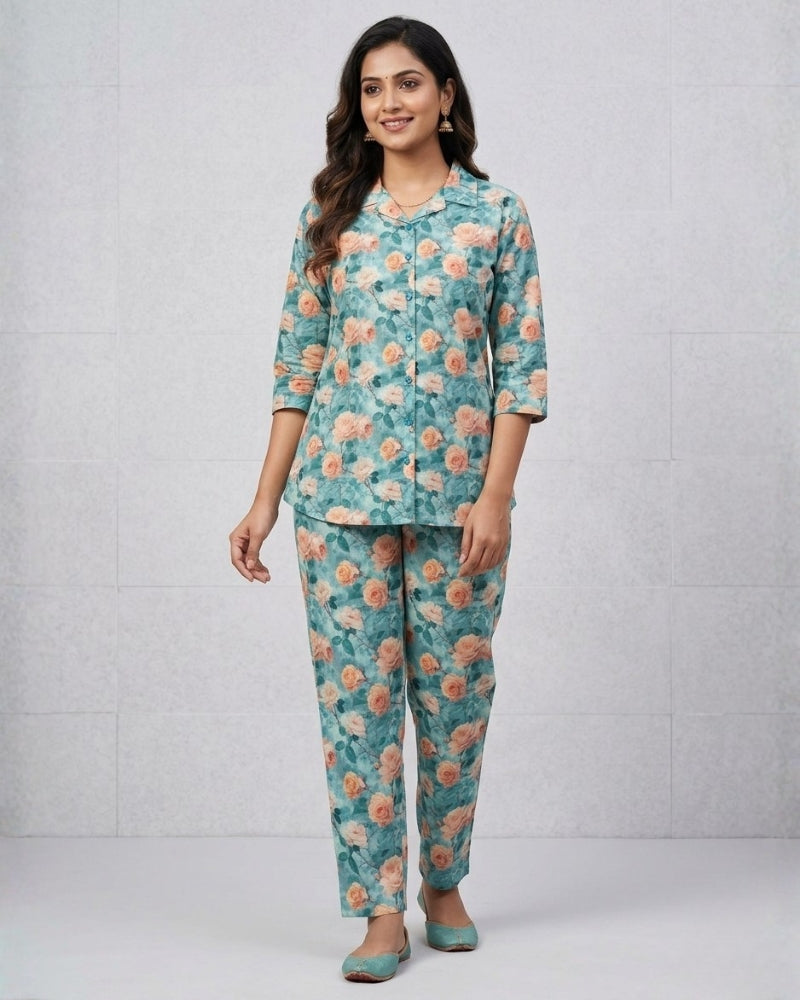 Sea Green Cotton Co-Ord Set