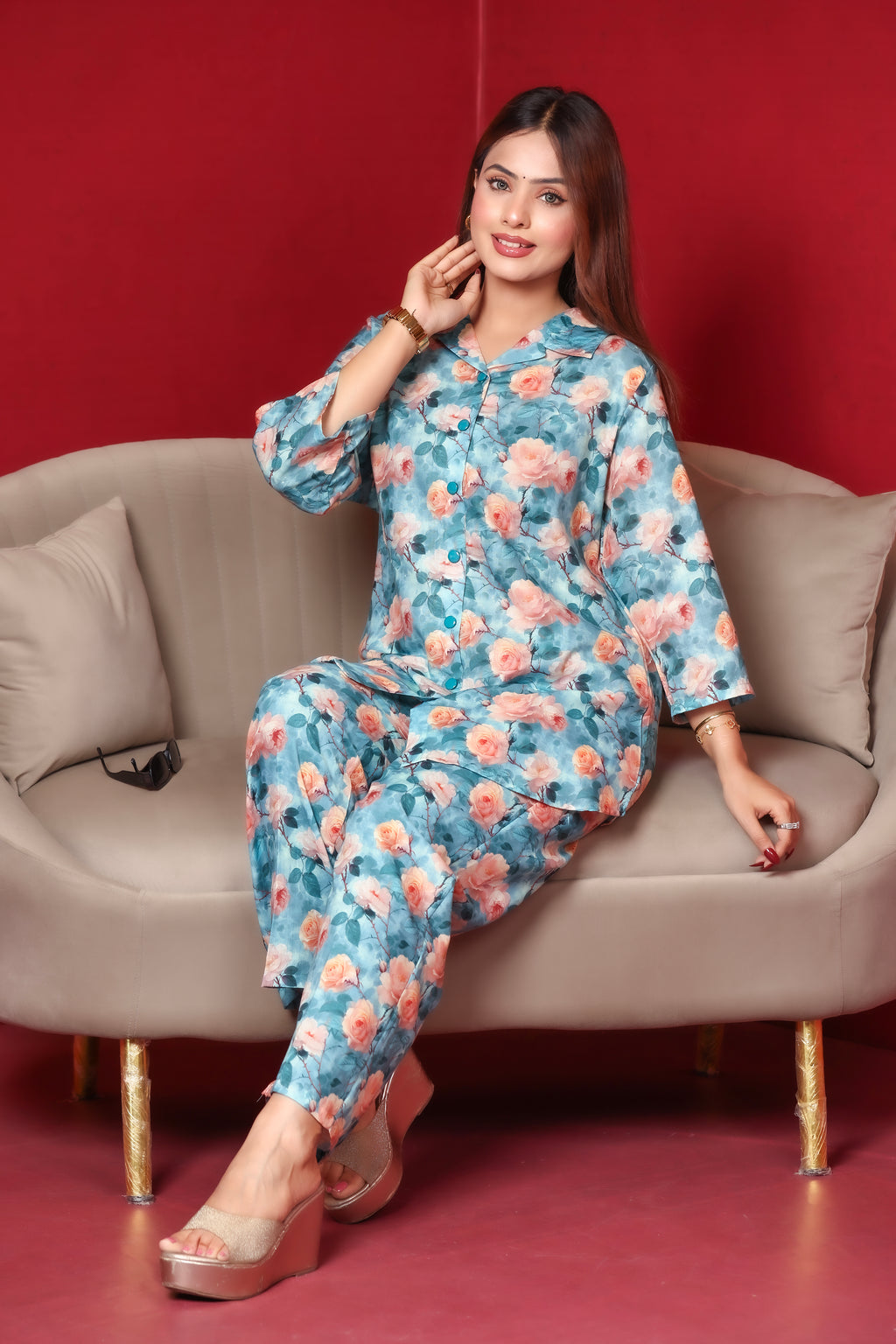 Sea Green Cotton Co-Ord Set