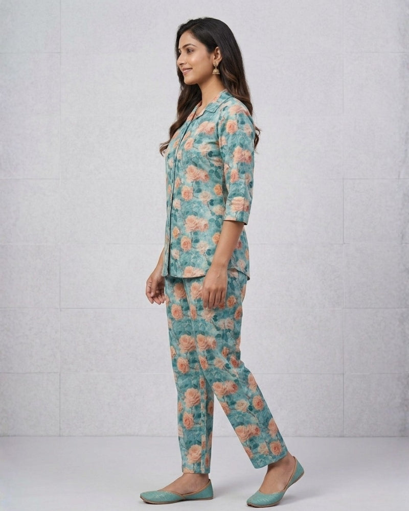 Sea Green Cotton Co-Ord Set