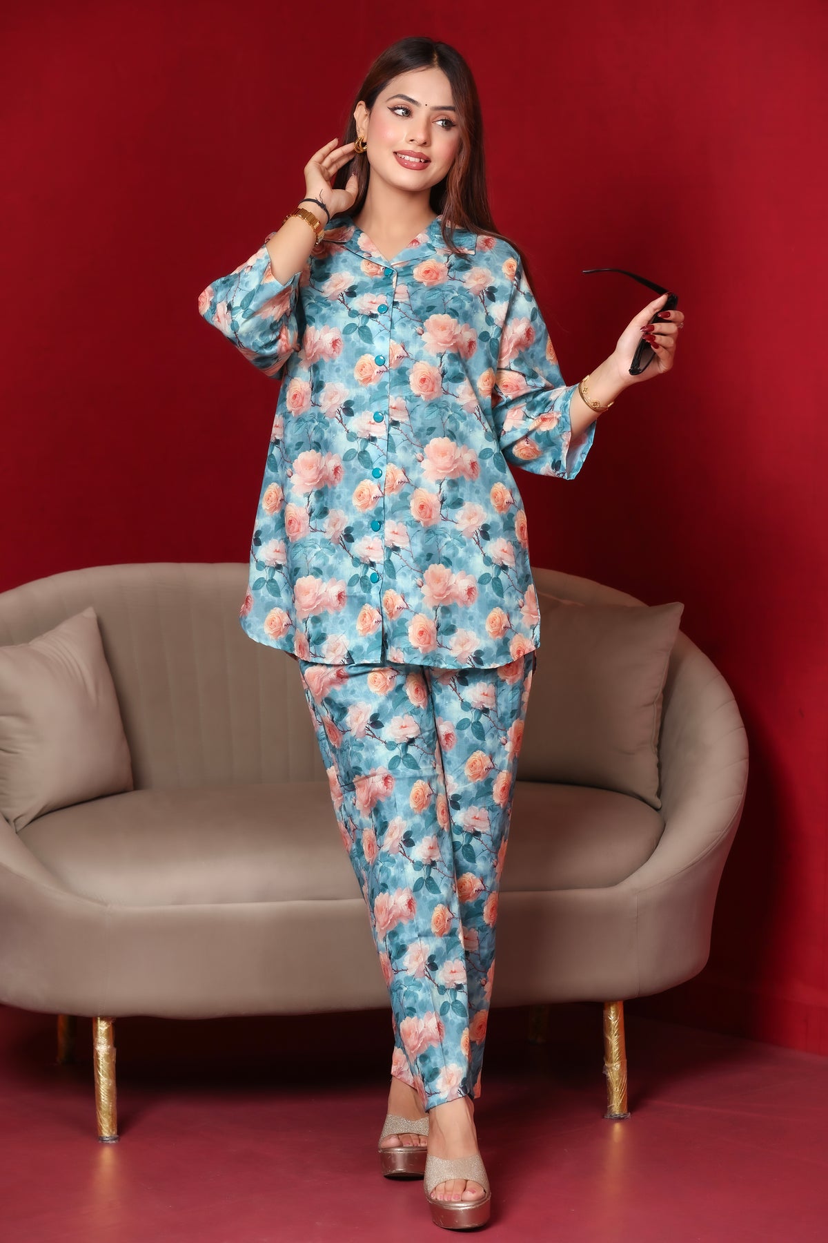 Sea Green Cotton Co-Ord Set