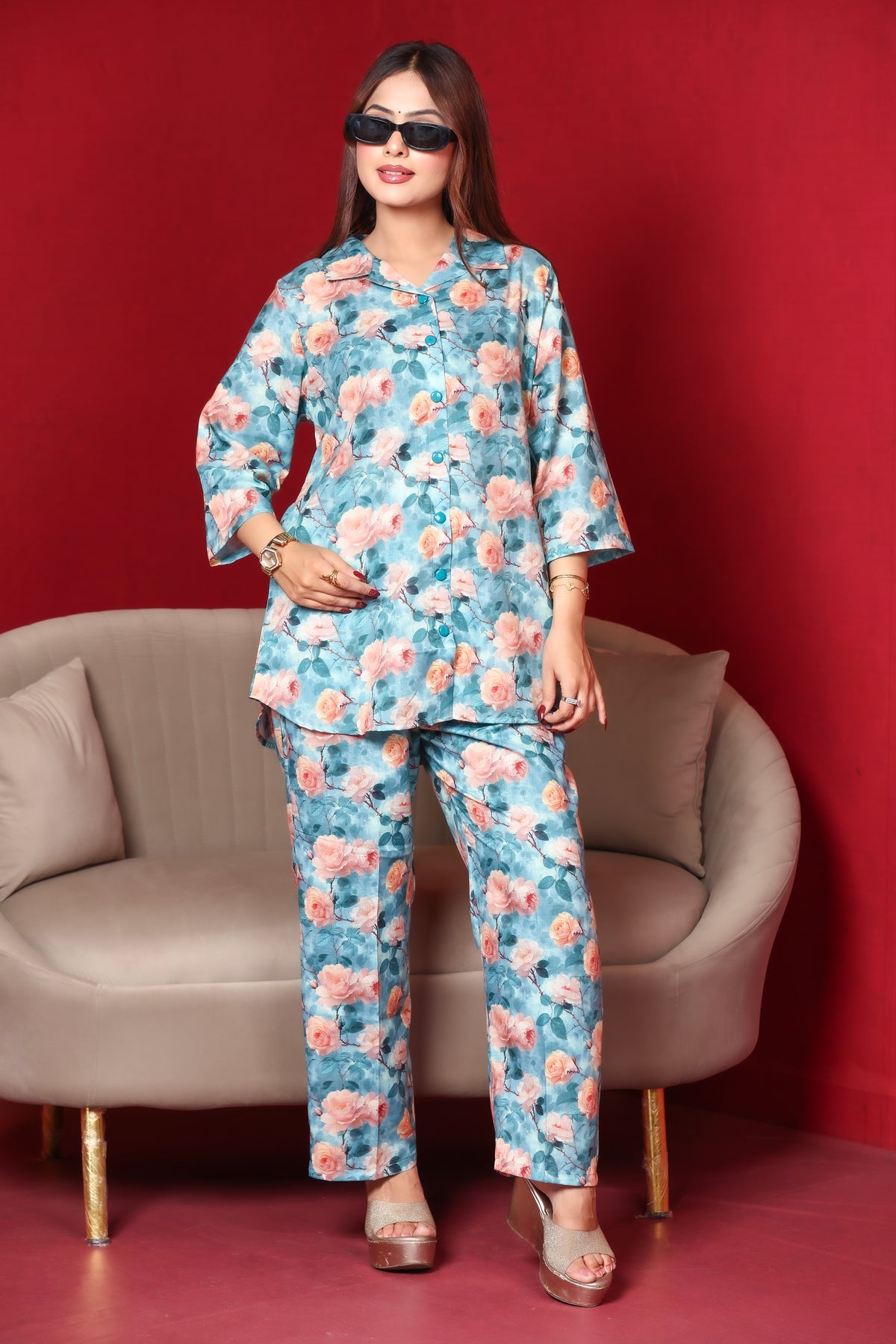 Sea Green Cotton Co-Ord Set