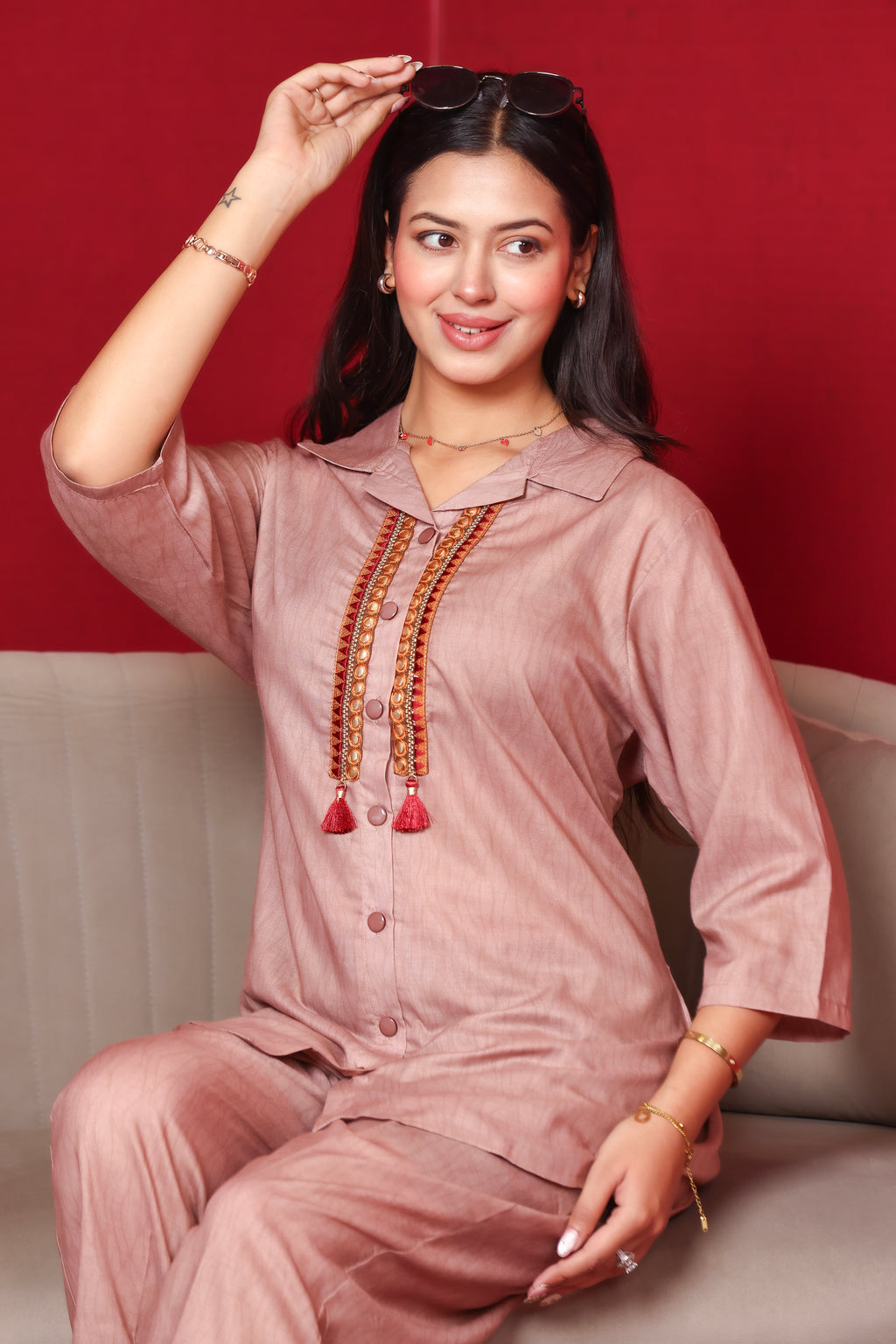 Cotton Co-Ord Set - Camel