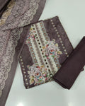 Designer Printed Suit with Thread Chikankari Work- Purple