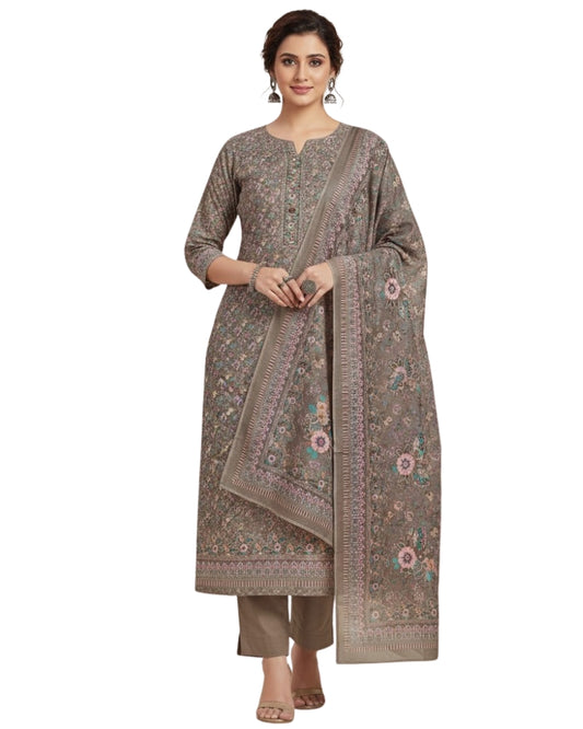 Floral Print Suit with Thread Embroidery- Mouse