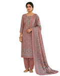 Floral Print Suit with Thread Embroidery- Pink