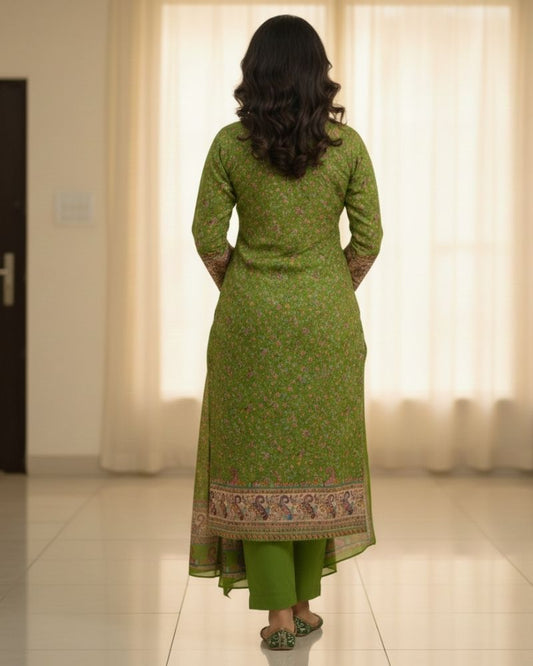 KRITI Women Summer Untitched Suit Paisley Design In Green Colour