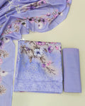 Designer Printed Cotton Unstitched Suit Set - Purple