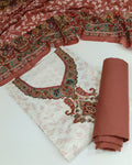 Cotton Printed Chikankari Unstitched Suit Set - Dusty Rose