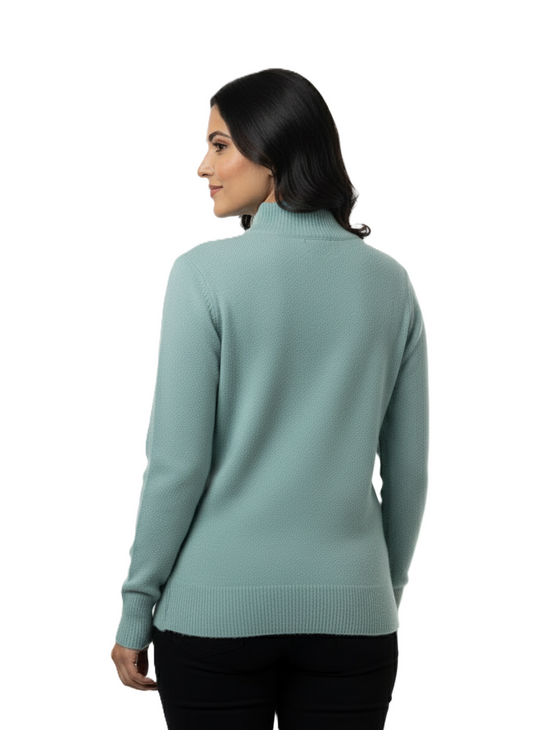 KRITI Winter Hair Wool Mock Neck Top Ferozi Colour For Women