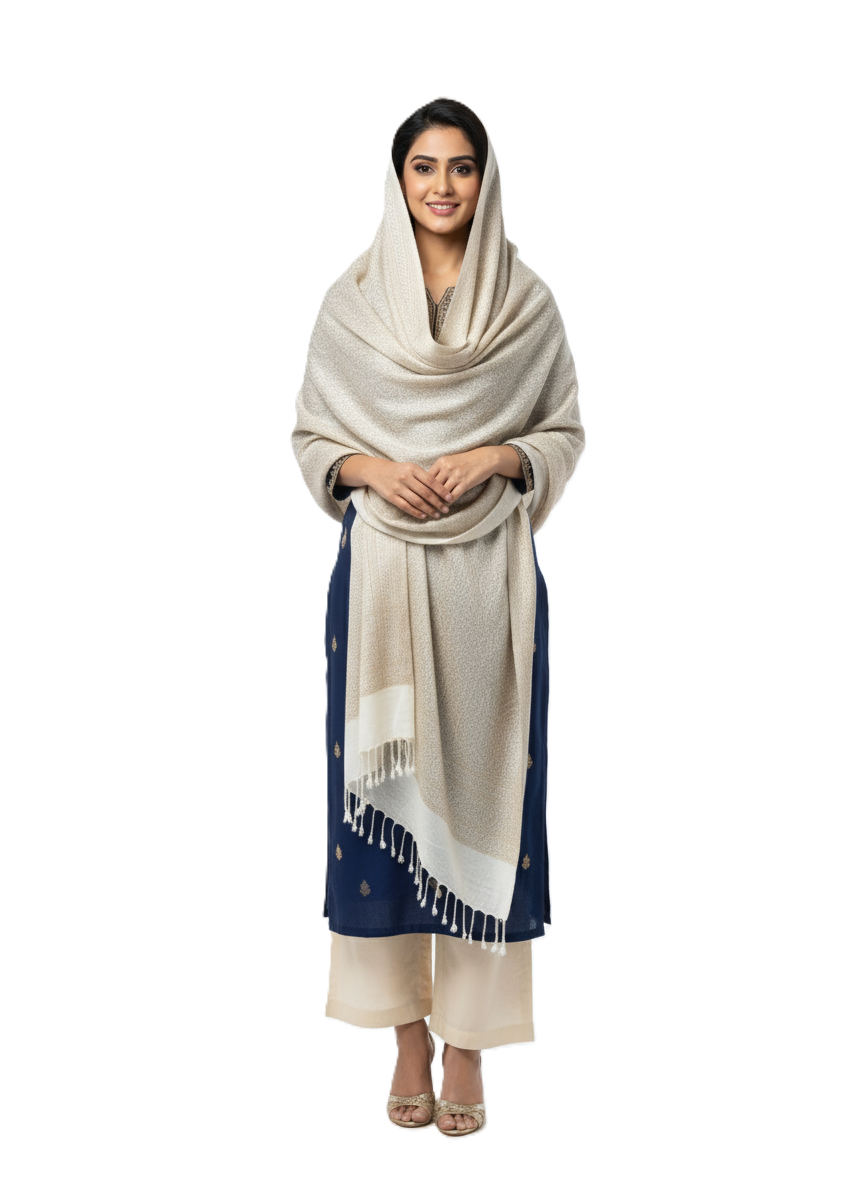 KRITI Warm Woolen White Color Shawl for Women