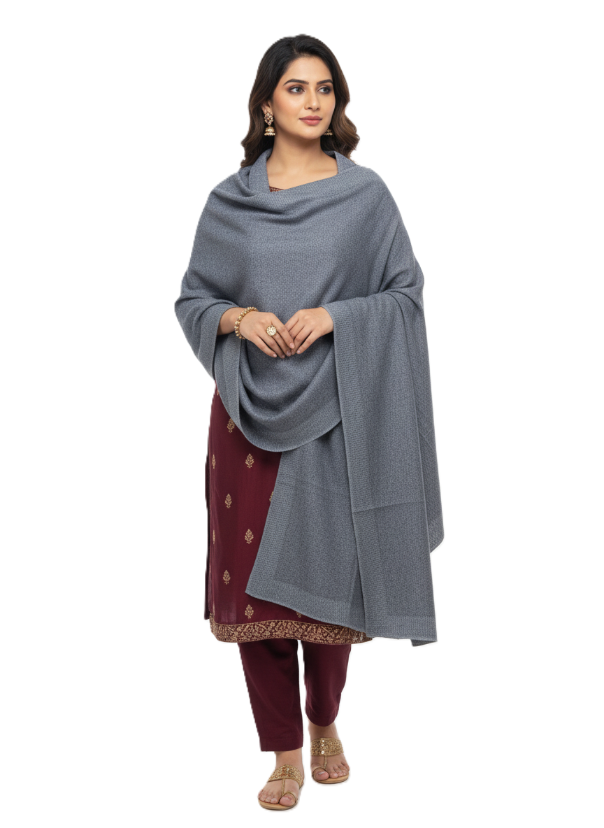 महिलाओं के लिए कृति ऊनी ग्रे रंग ज़री स्टोल विंटरवियर 