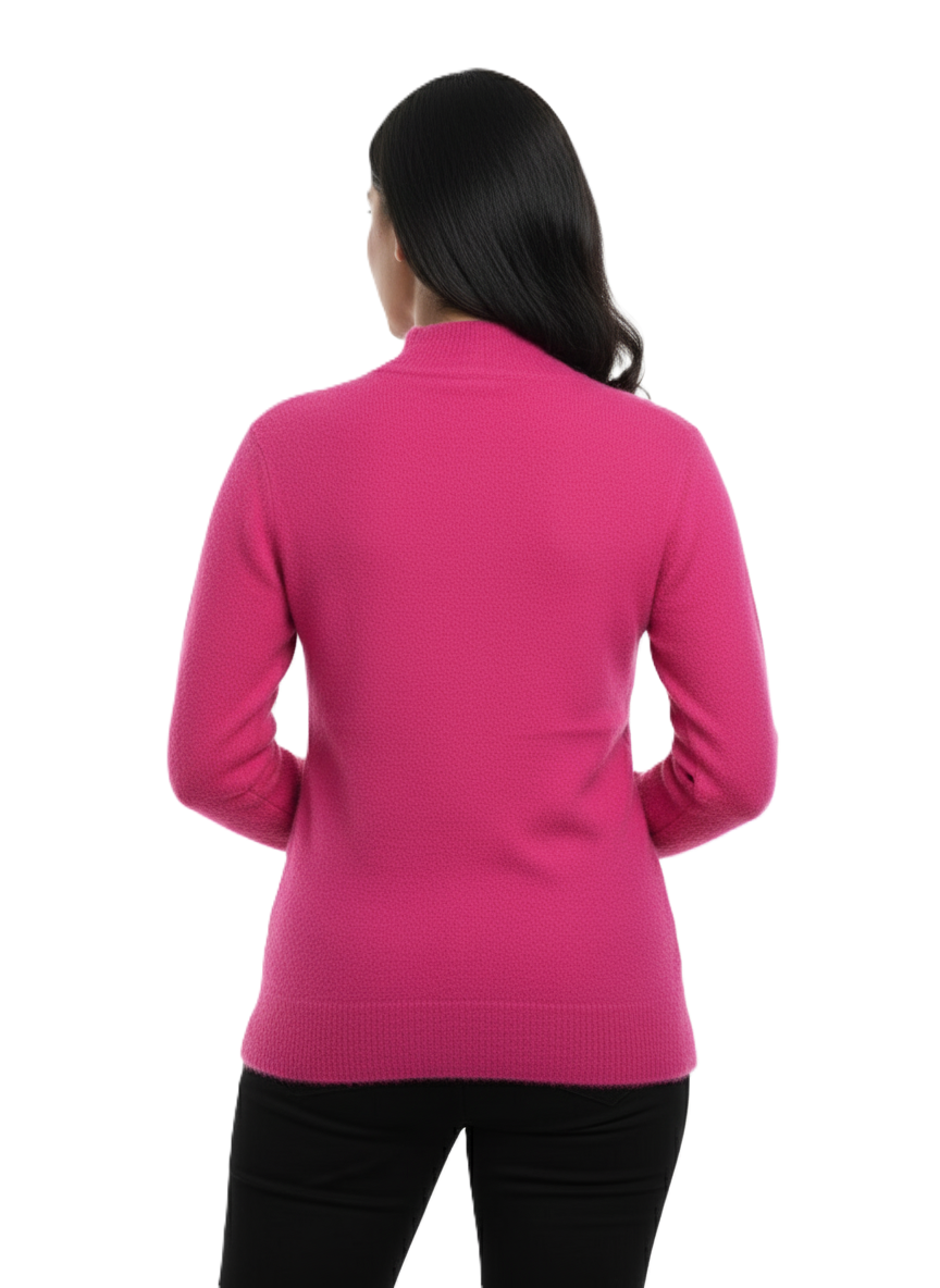 KRITI Winter Hair Wool Mock Neck Top Rose Pink Colour For Women
