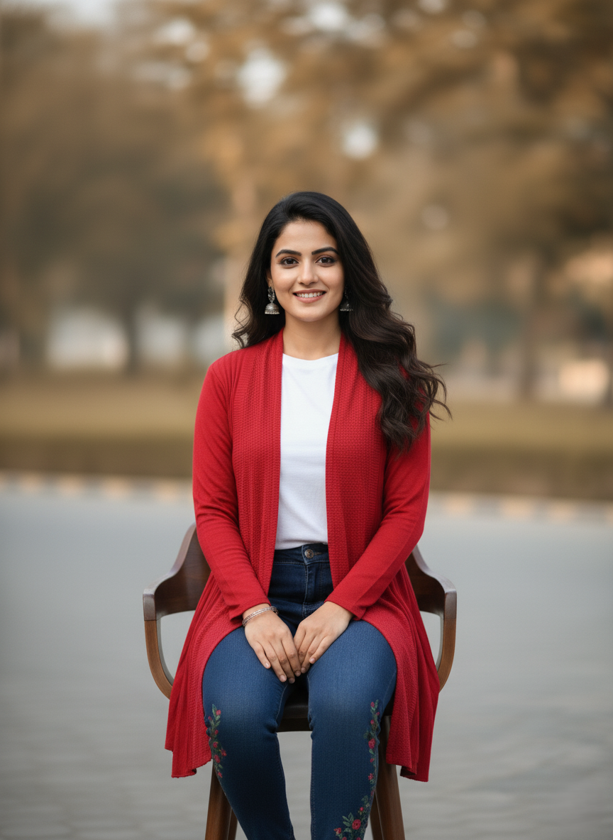 KRITI Women’s Long Knit Shrug – Premium Wool Blend | Lightweight Winter Layer | Stylish Red Color Open-Front Shrug for Everyday Wear