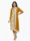 Winter Embroidered 3 PC Kurti Set - Mustard