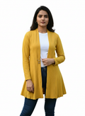 Winter Woolen Long Knitted Shrug - Yellow