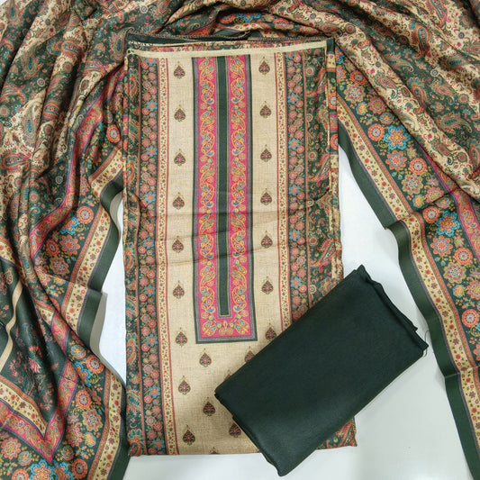 Designer Winter Woolen Unstitched Suit - Mehndi