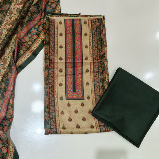 Designer Winter Woolen Unstitched Suit - Mehndi