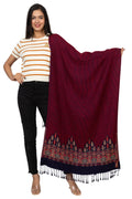Maroon Designer Jacquard Border Stole