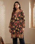 Kashmiri Embroidery Georgette Short Kurti - Black