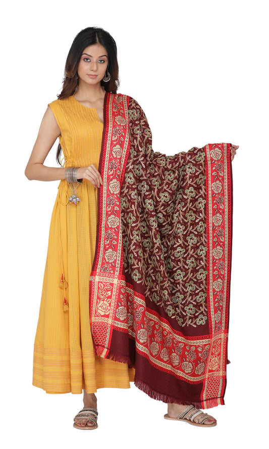 KRITI Paisley Design Pattern Woollen Multicolor Shawl For Women