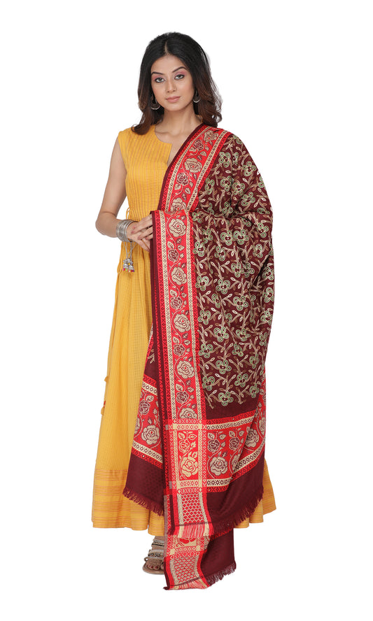 KRITI Paisley Design Pattern Woollen Multicolor Shawl For Women