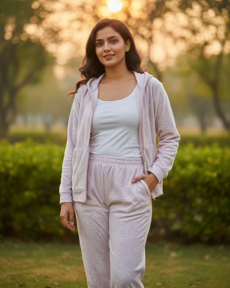 Hooded Winter Tracksuit - Light Lilac