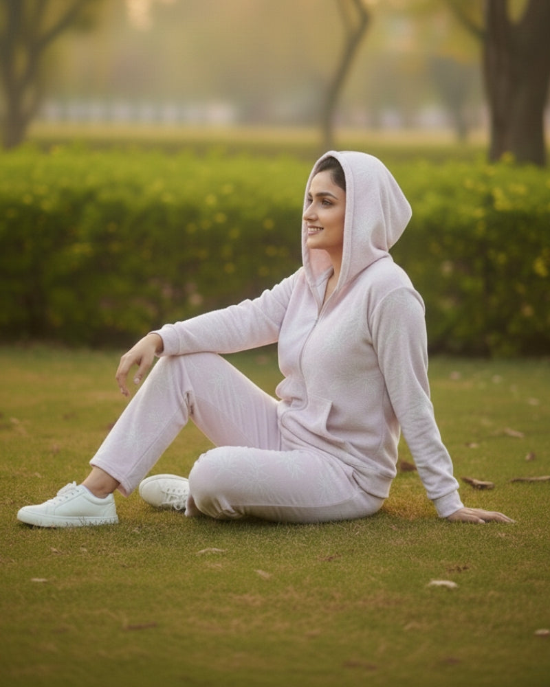 Hooded Winter Tracksuit - Light Lilac