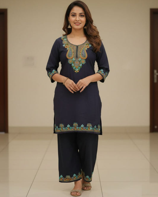 KRITI Women Summer Cord Set In Black Colour