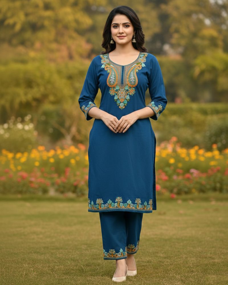 KRITI Women Summer Cord Set In Navy Colour