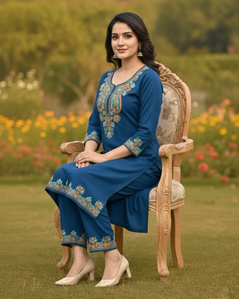 KRITI Women Summer Cord Set In Navy Colour