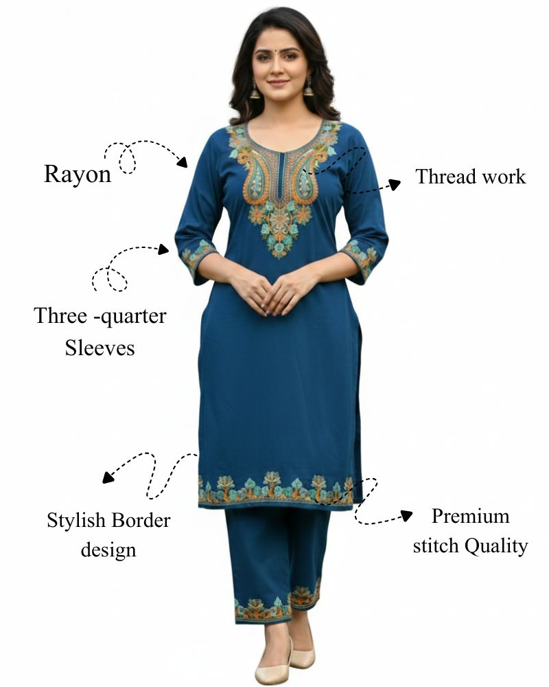 KRITI Women Summer Cord Set In Navy Colour