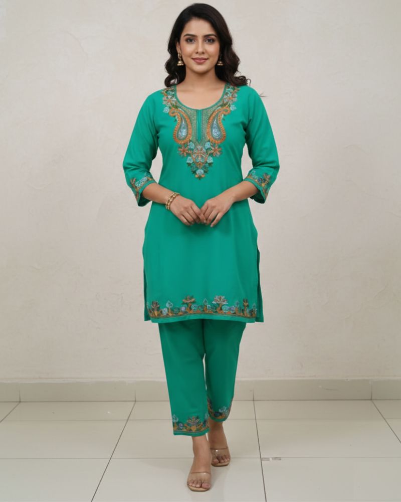 KRITI Women Summer Cord Set In Green Colour