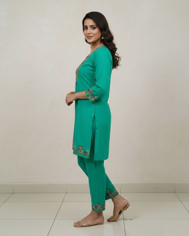 KRITI Women Summer Cord Set In Green Colour