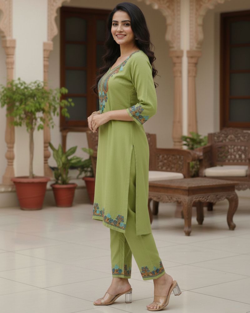 KRITI Women Summer Cord Set In Olive Colour