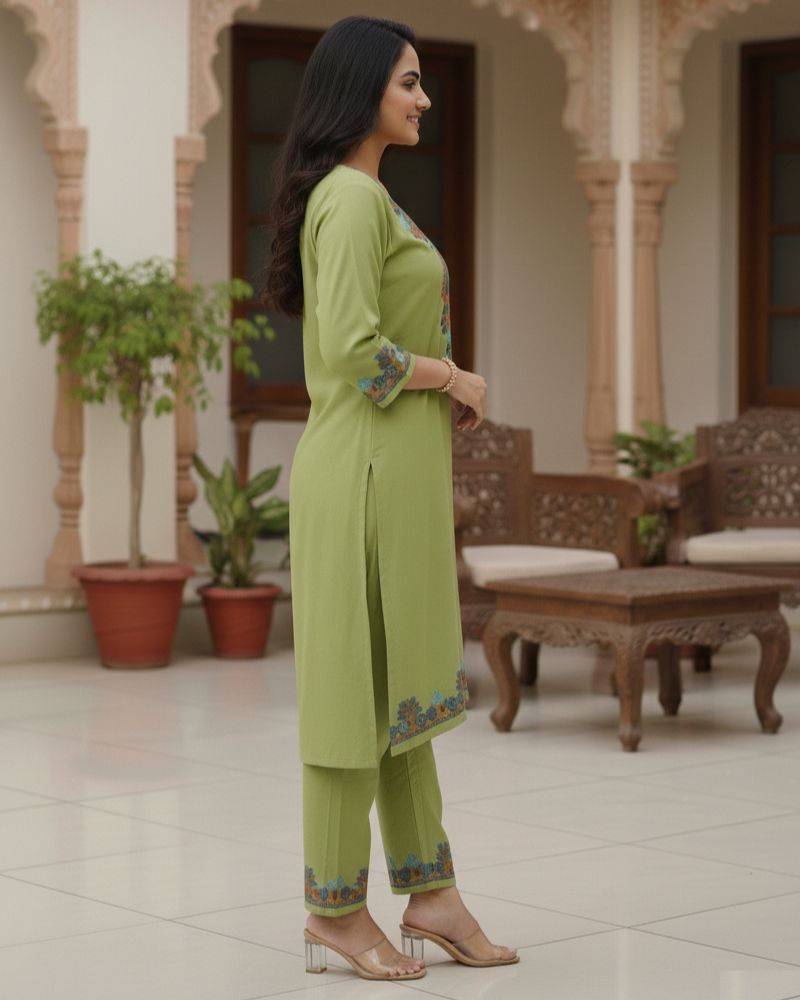 KRITI Women Summer Cord Set In Olive Colour