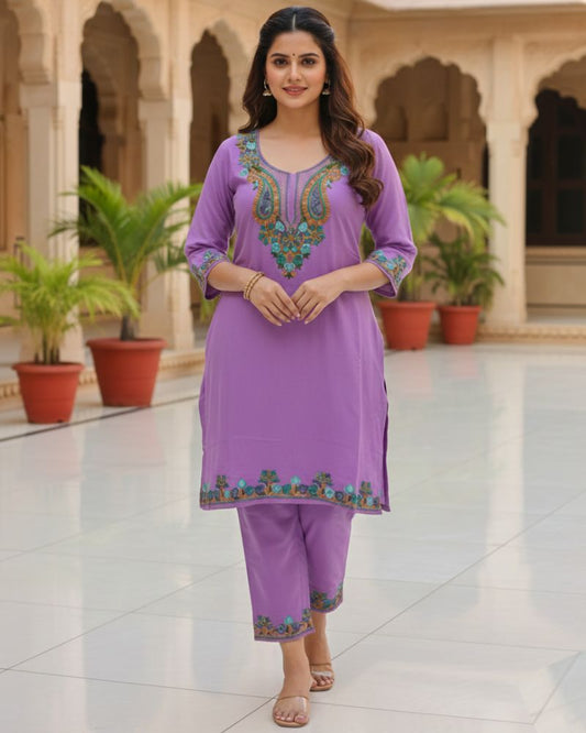 KRITI Women Summer Cord Set In Lavender Colour