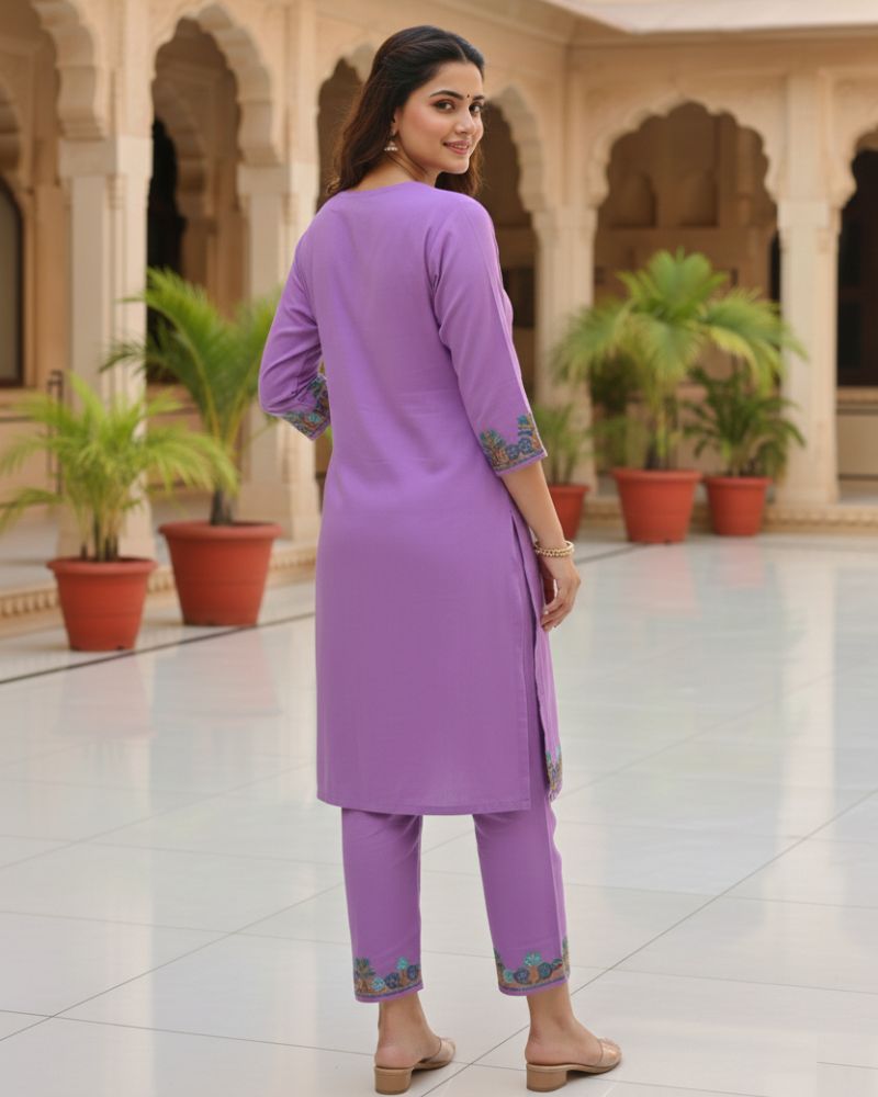 KRITI Women Summer Cord Set In Lavender Colour
