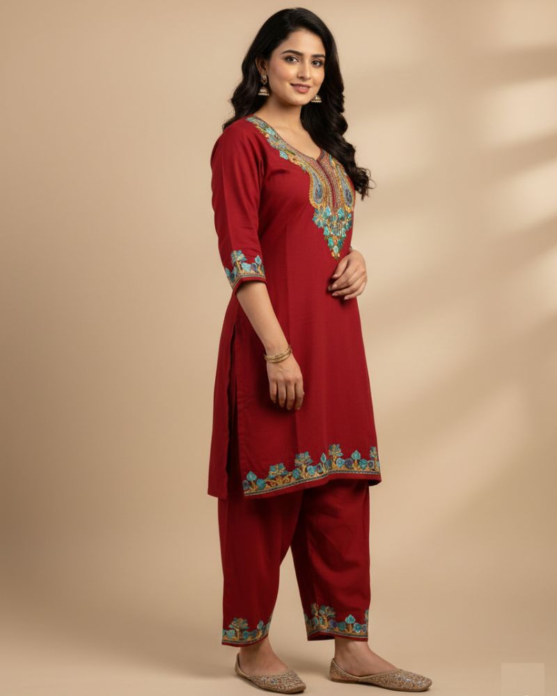 KRITI Women Summer Cord Set In Maroon Colour