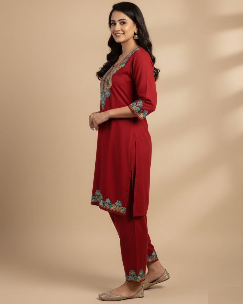 KRITI Women Summer Cord Set In Maroon Colour
