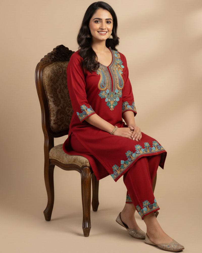KRITI Women Summer Cord Set In Maroon Colour