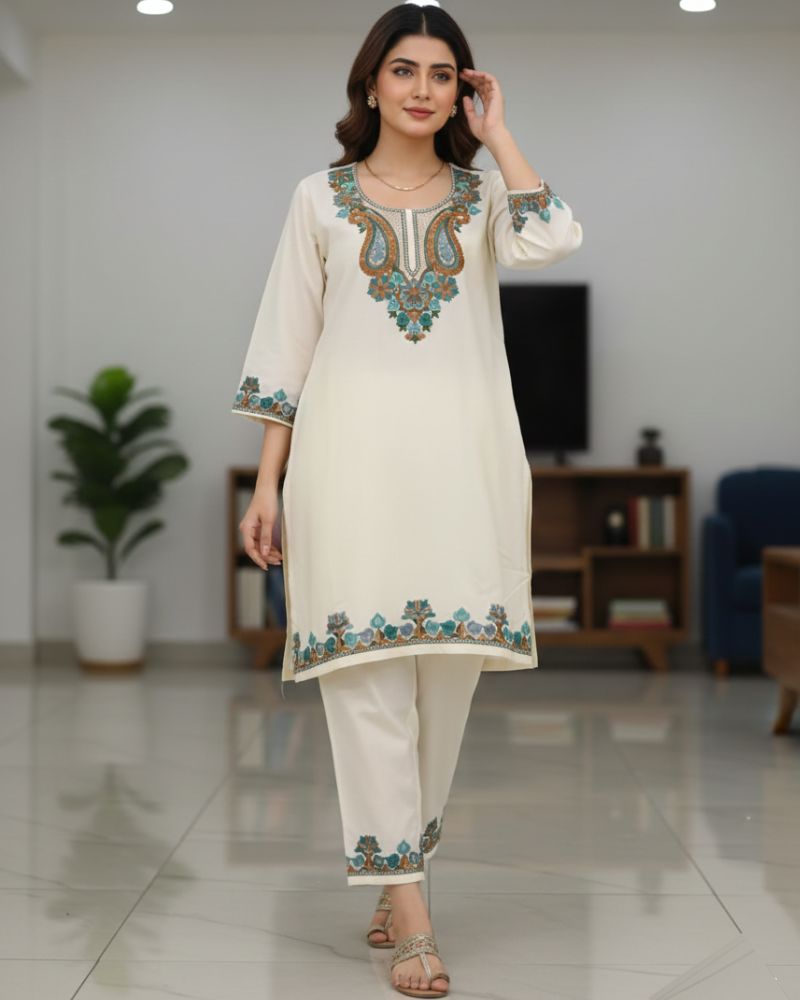 KRITI Women Summer Cord Set In White Colour