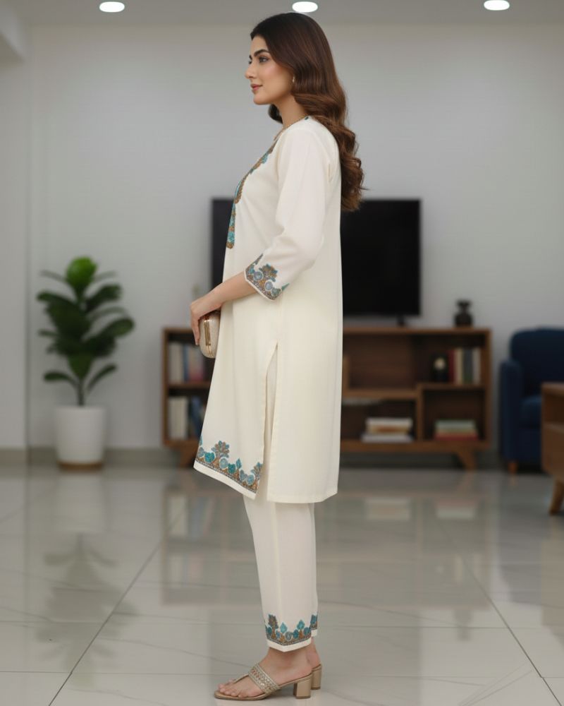 KRITI Women Summer Cord Set In White Colour