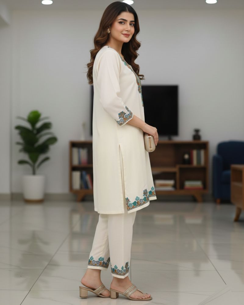 KRITI Women Summer Cord Set In White Colour