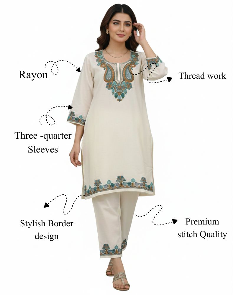 KRITI Women Summer Cord Set In White Colour