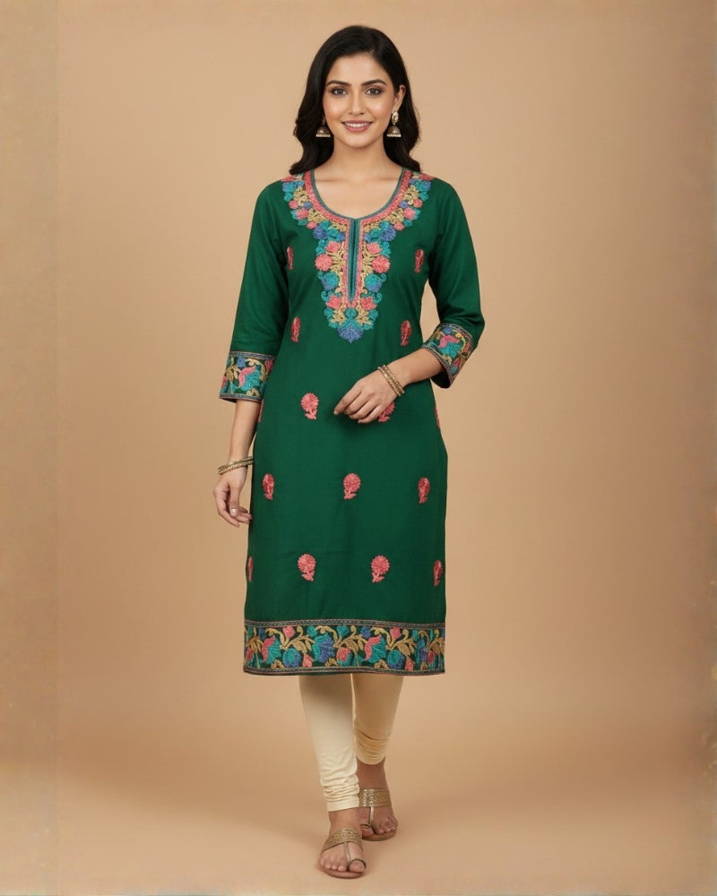 KRITI Women Summer Free Size Kurti In Green Colour