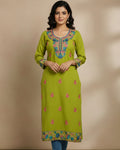 Olive Green Kashmiri Long Kurti