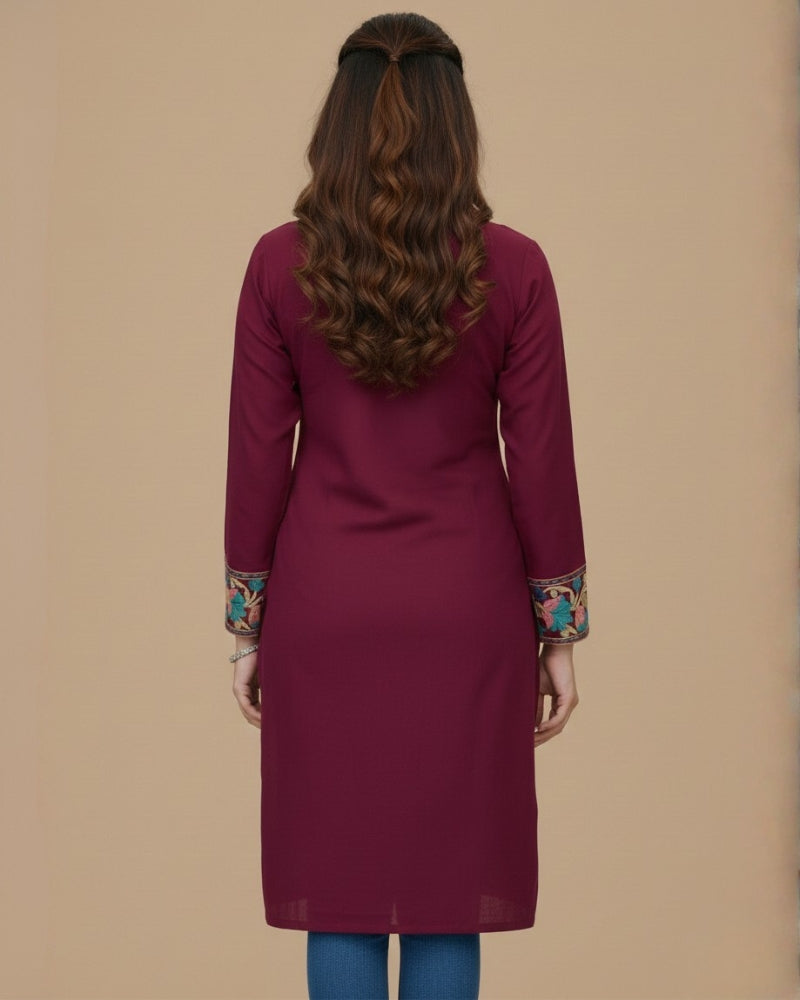 Maroon Kashmiri Long Kurti